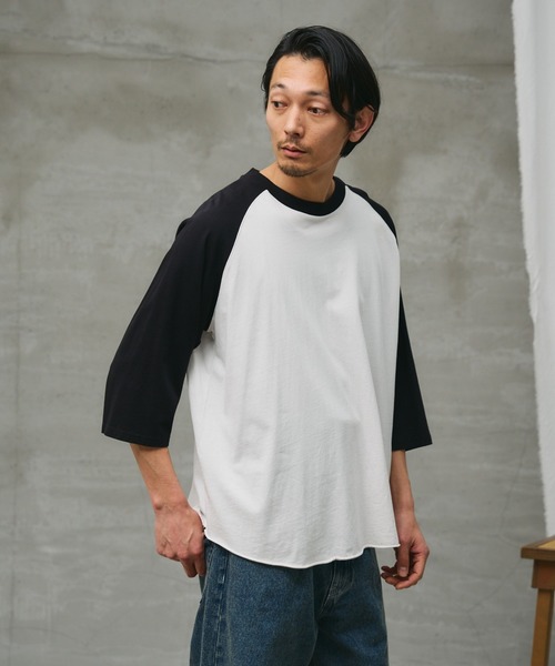 paradigm tシャツ 「paradigm」ガス焼き天竺七分袖ビッグラグランT