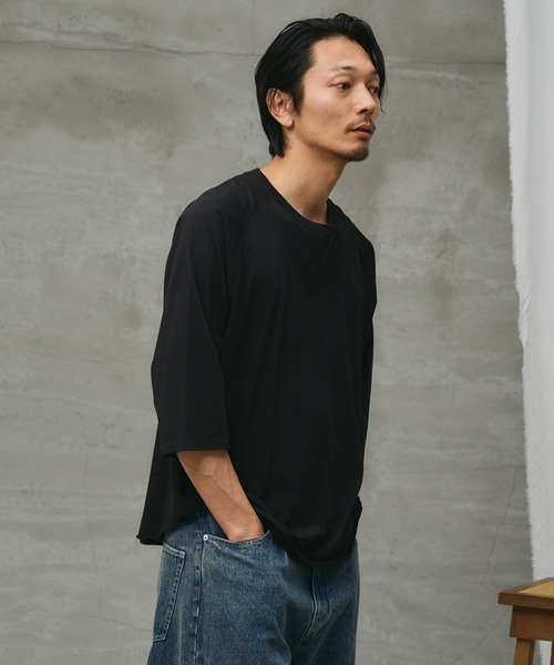 paradigm tシャツ 「paradigm」ガス焼き天竺七分袖ビッグラグランT