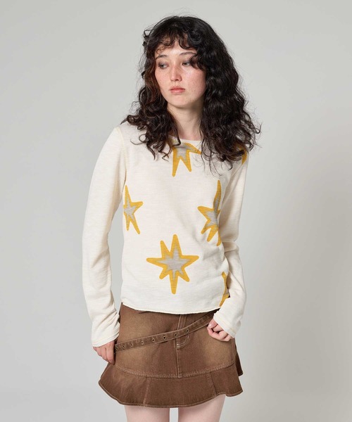 tina:jojun スタープリント リブロンT 完売品 TINA：JOJUN tシャツ スタープリント リブロンT レディース