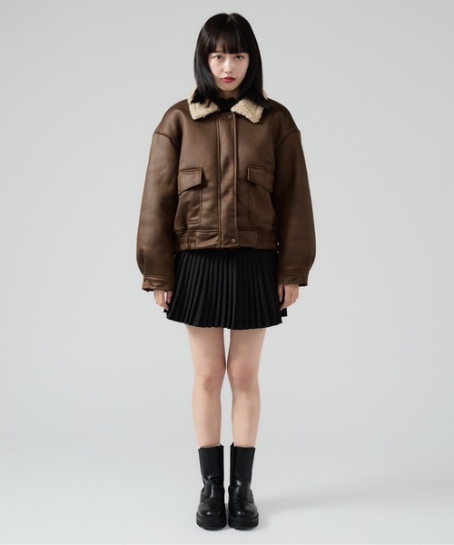 Chick ブルゾン アウター ボア Boa Liner Fake Leather Blouson / 襟
