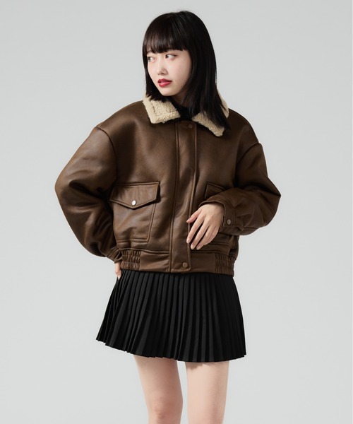 Chick ブルゾン アウター ボア Boa Liner Fake Leather Blouson / 襟