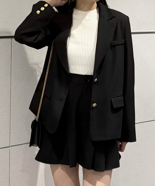 セットアップ ショートジャケット パンツ ゴールドボタン 上品 LADY LIKE セットアップ ショートジャケットセットアップパンツ