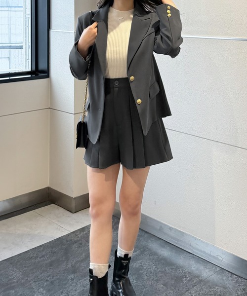 レディース レザー ジャケット ショートパンツ 2点セット c3147 レザー ショートパンツ レディース[品番：AGCW0001394
