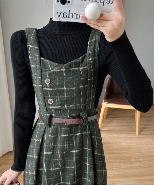 gossip!ロサンゼルス ワンピース Y2K チェック柄スイッチングロング