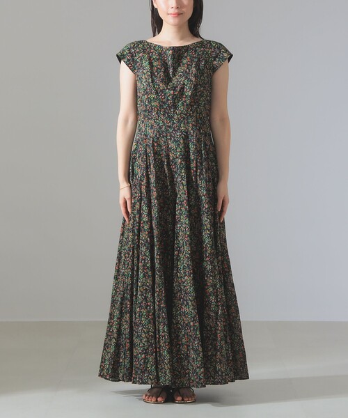 MARIHA フラワープリント ワンピース MARIHA フラワープリント ノースリーブ ロングワンピース 36