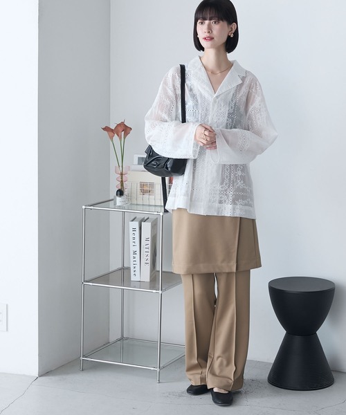 ブラウス シャツ カットワークレース シャツ レディース le.coeur blanc シャツ ブラウス カットワークレースシャツ