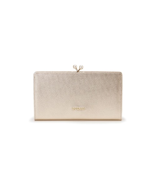 まる様 /pomppiaポンピア　PKベージュ/がま口長財布薄型本革 TOPKAPI 財布 「TOPKAPI」シュリンクレザー パール がま口 長