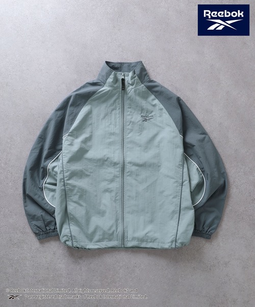 ドロストナイロンジャケット　Reebok　グレー Reebok ブルゾン ジャンバー 「REEBOK」 ラグラン 袖ライン