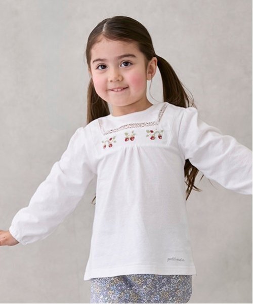 petit main tシャツ いちご刺しゅう長袖T キッズ 子供服 女の子