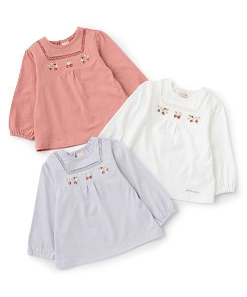petit main tシャツ いちご刺しゅう長袖T キッズ 子供服 女の子