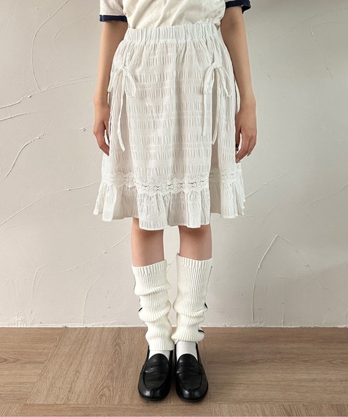 kutir（クティール） スカート リボンドロストレース切り替えミニ