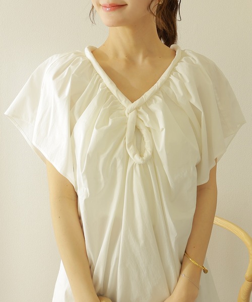 ブラウス シャツ twist wing sleeve blouse /ツイストデザイン ギャザー ウイングスリーブブラウス レディース ブラウス シャツ twist wing sleeve blouse /ツイストデザイン