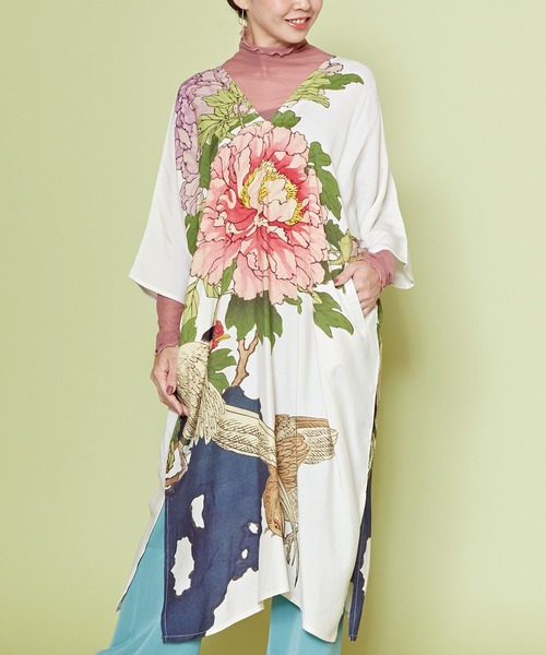 &ellecy 花柄ブラウスワンピース　花鳥ワンピース カヤ ワンピース 「カヤ」花鳥ワンピース : ZOZOTOWN Yahoo!店 - 通販