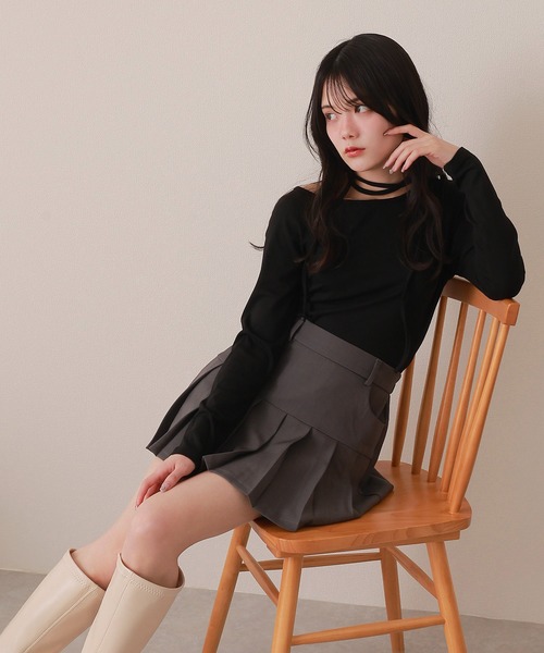 M DOLLY tシャツ one off shoulder choker tops/ワンオフショルダー