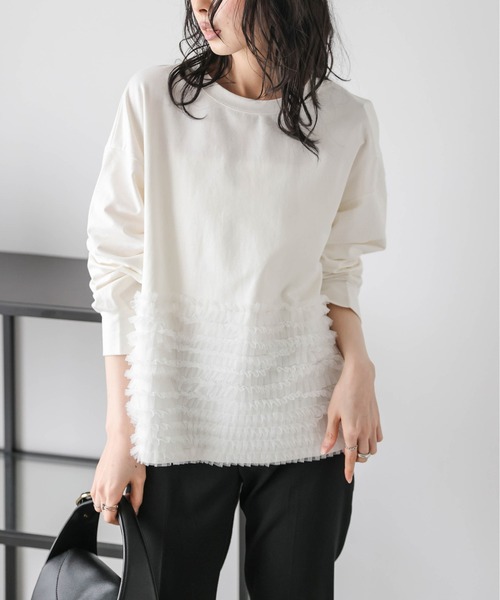 tシャツ LC/LLL アシメチュールフリルフライスプルオーバー レディース LC/LLL アシメチュールフリルフライスプルオーバー（Tシャツ