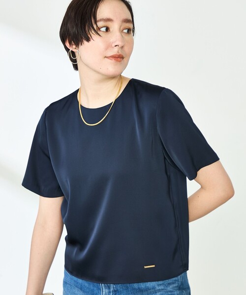 ブラウス シャツ オトナサテン半袖Tブラウス レディース NOLLEY'S ブラウス シャツ オトナサテン半袖Tブラウス