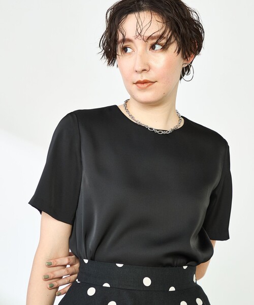 ブラウス シャツ オトナサテン半袖Tブラウス レディース NOLLEY'S ブラウス シャツ オトナサテン半袖Tブラウス