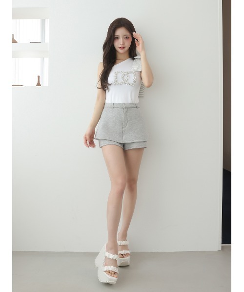 美品Darich ビッグリボンワンショルトップス　WHT ダーリッチ Darich ビッグリボンワンショルトップス （ホワイト