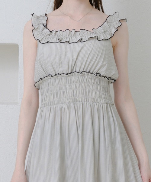 Ambre Neige ワンピース stripe shirring dress / ストライプ