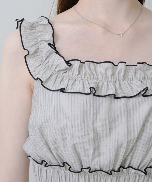 Ambre Neige ワンピース stripe shirring dress / ストライプ