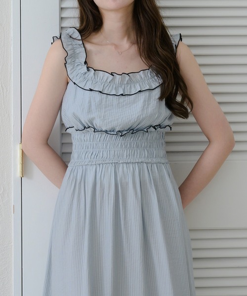 アンドレスドワンピース Ambre Neige ワンピース stripe shirring dress / ストライプ