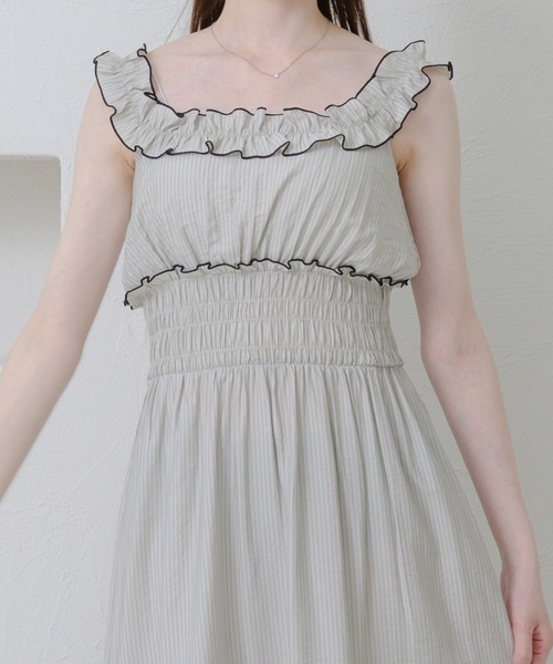 Ambre Neige ワンピース stripe shirring dress / ストライプ