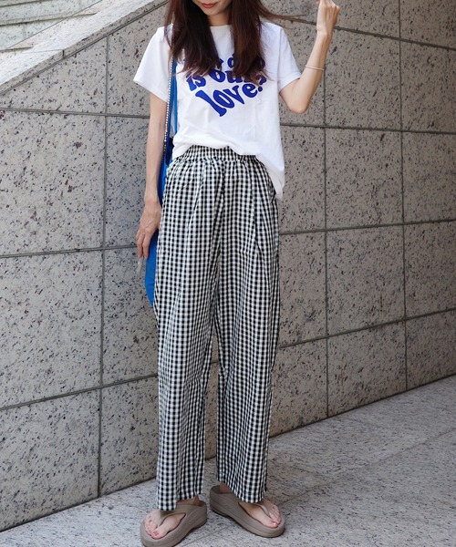 パンツ 「ワンマイルウェア」ギンガムチェックパンツ レディース