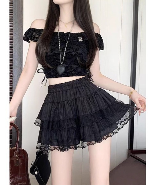 スカート レース フリル シュリンク加工 スカート : ZOZOTOWN Yahoo!店