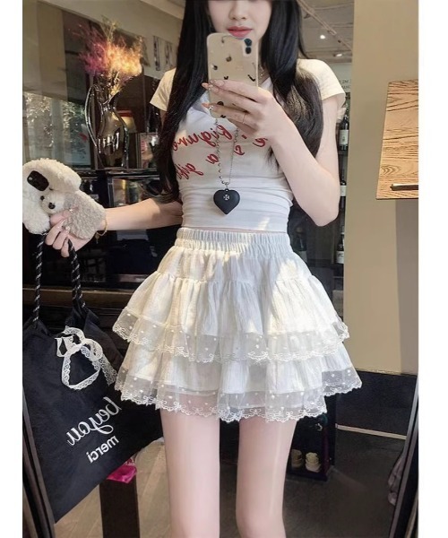 スカート レース フリル シュリンク加工 スカート : ZOZOTOWN Yahoo!店