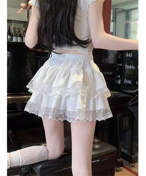 スカート レース フリル シュリンク加工 スカート : ZOZOTOWN Yahoo!店