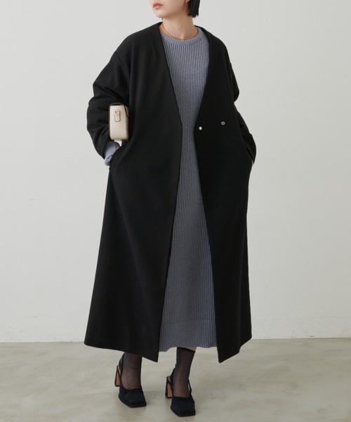 「Aunt Marie's」 ノーカラーコート - グレー レディース_画像8