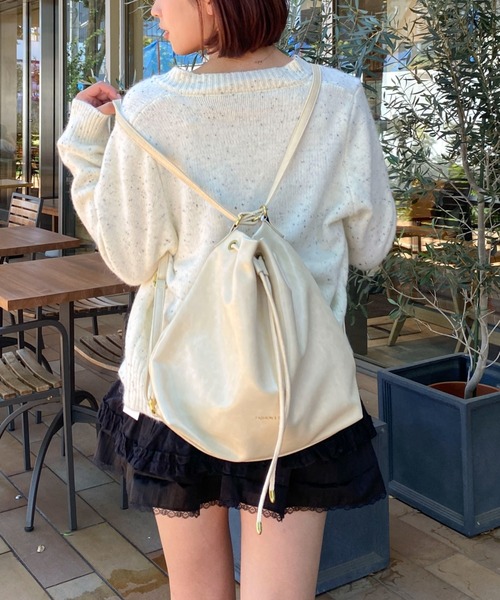 Mejoul ショルダーバッグ バッグ 「3WAY」フェイクレザー巾着