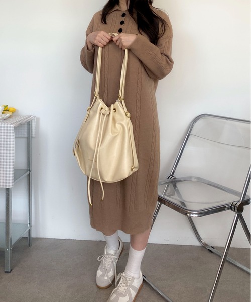 Mejoul ショルダーバッグ バッグ 「3WAY」フェイクレザー巾着