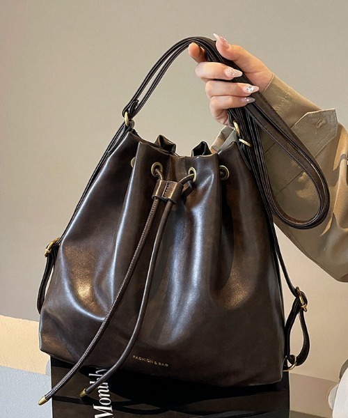 Mejoul ショルダーバッグ バッグ 「3WAY」フェイクレザー巾着