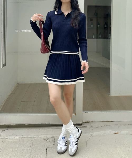 Ada. セットアップ セットアップ ポロシャツ 配色ボーダー ニット