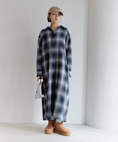 新品・未使用 チェック柄 シャツワンピース サイズ38 BAYFLOW（ベイフロー） シャツワンピース チェックシャツワンピース