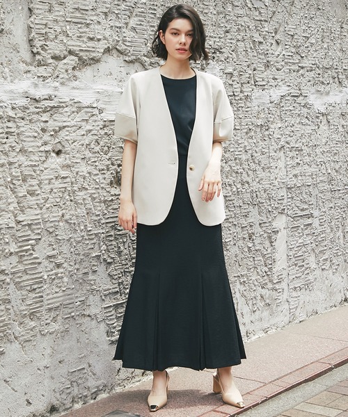 「SMILE ORCHID」 ノーカラージャケット M ベージュ レディース_画像6