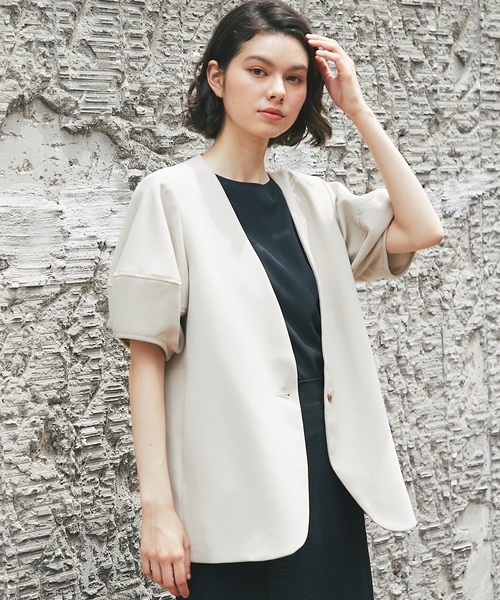 「SMILE ORCHID」 ノーカラージャケット M ベージュ レディース_画像9