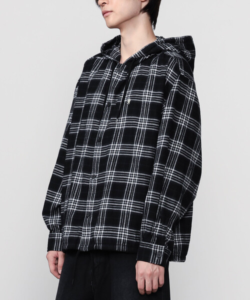 GYMPHLEX（ジムフレックス） シャツ | ネルチェック フードシャツ MEN
