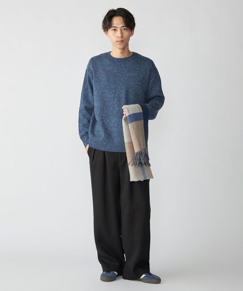 SHIPS メンズ ロングストール SHIPS（シップス） マフラー SHIPS: パネル カシミヤ ダブルフェイス