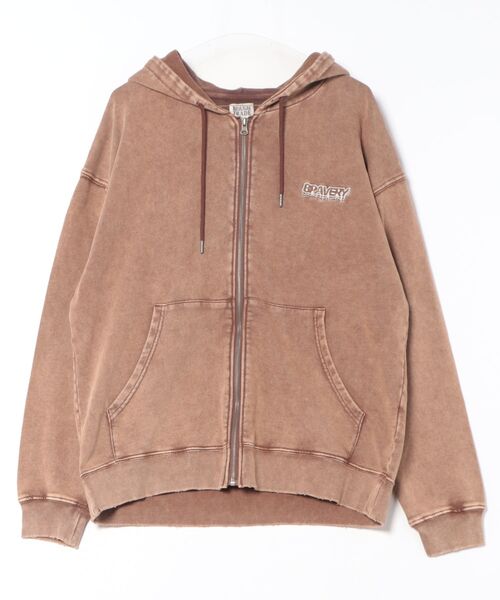 ROUGH TRADE パーカー スノーウォッシュダメージ加工裏毛ZIPパーカー