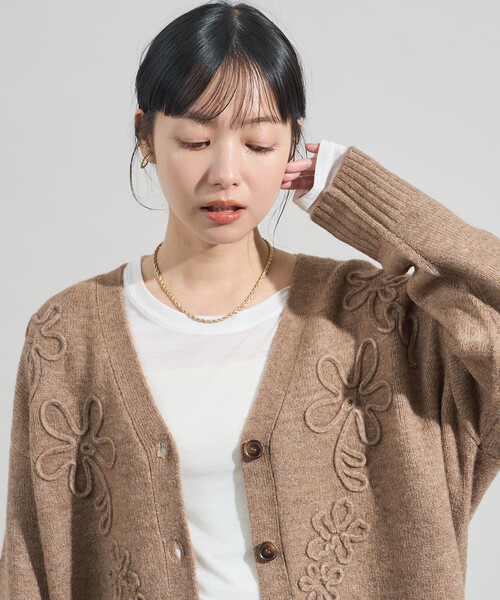 FREAK'S STORE（フリークスストア） カーディガン 配色 コード刺繍 花