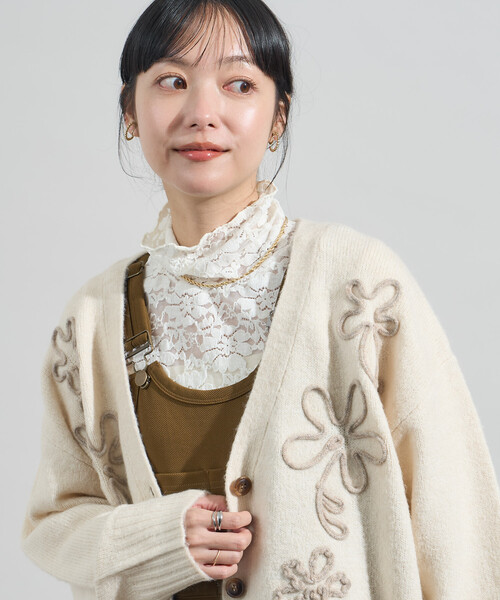 FREAK'S STORE（フリークスストア） カーディガン 配色 コード刺繍 花