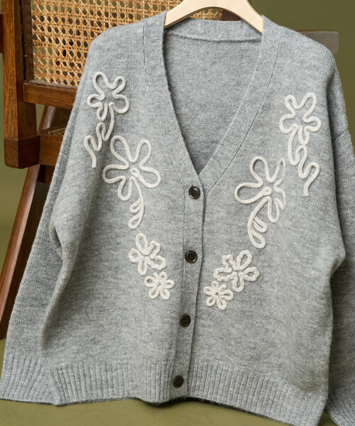 FREAK'S STORE（フリークスストア） カーディガン 配色 コード刺繍 花