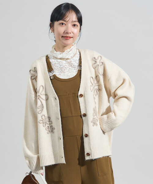 FREAK'S STORE（フリークスストア） カーディガン 配色 コード刺繍 花