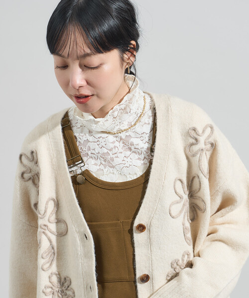 FREAK'S STORE（フリークスストア） カーディガン 配色 コード刺繍 花