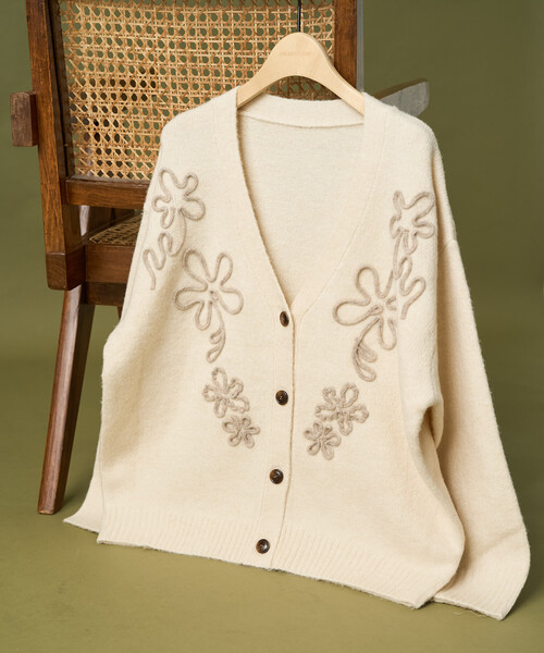FREAK'S STORE（フリークスストア） カーディガン 配色 コード刺繍 花