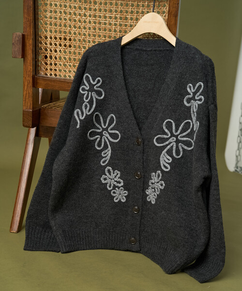 FREAK'S STORE（フリークスストア） カーディガン 配色 コード刺繍 花