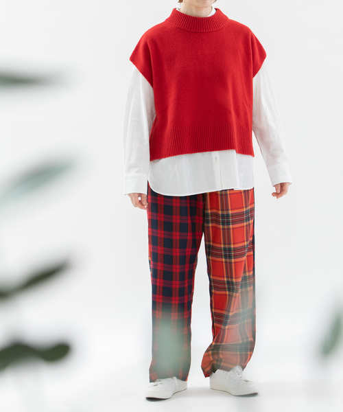 nop de nod（ノップドゥノッド） パンツ miscチェックストレートパンツ