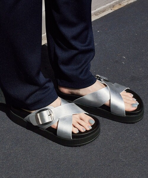 「FREAK'S STORE」 フラットサンダル 38 シルバー レディース_画像3